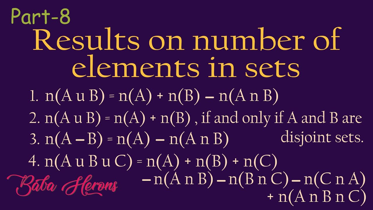8. Some important results on number of elements in Sets