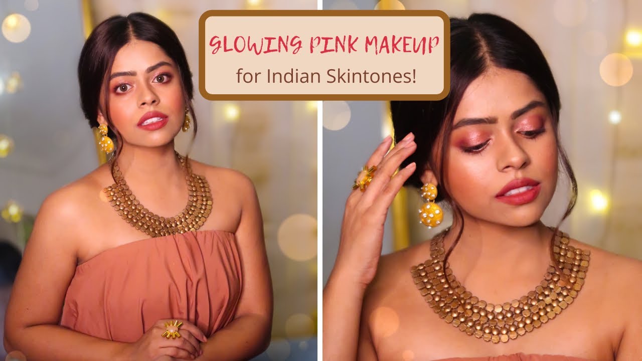 PINK MAKEUP FOR INDIAN SKINTONES 💓 TRICKS TO GLOWING SKIN FOR DIWALI ✨ Kavya Dsouza