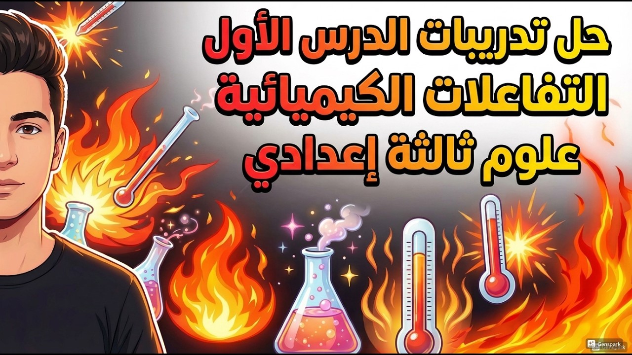 تدريبات الدرس الاول التفاعلات الكيميائية  علوم ثالثة اعدادى ترم ثانى