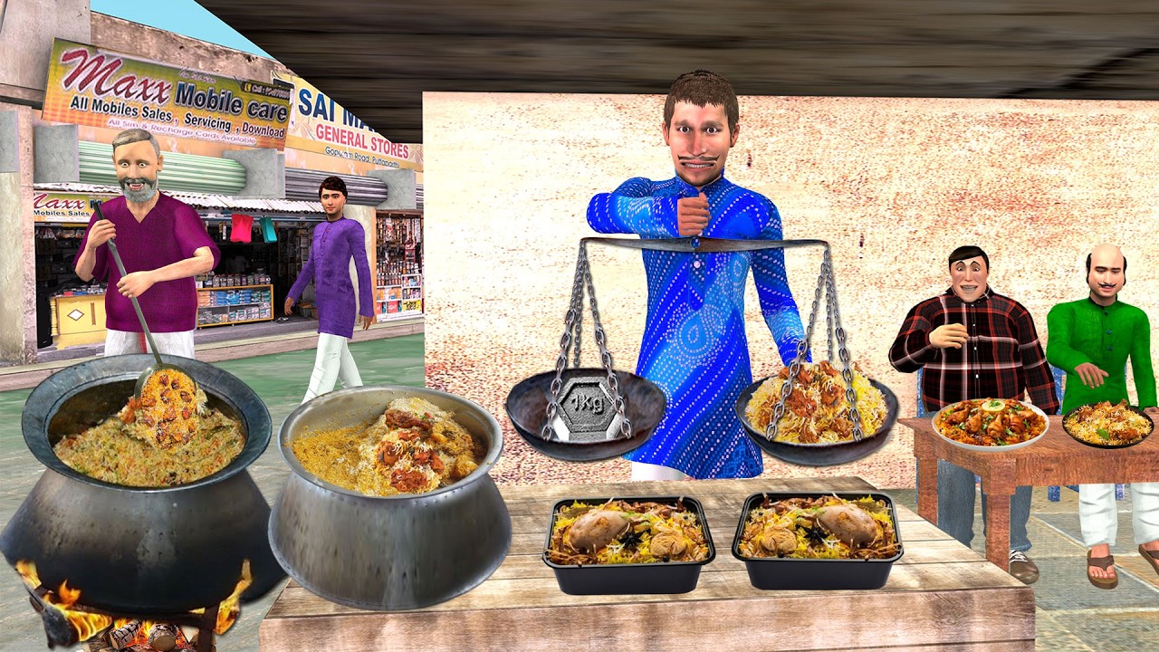 Chicken Biryani Hyderabadi Famous KG Biryani Street Food Hindi Kahani Moral Stories New Comedy Video