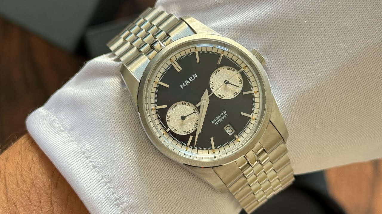 Maen Brooklyn 36 – Triple Calendar with Elegant Black Dial
