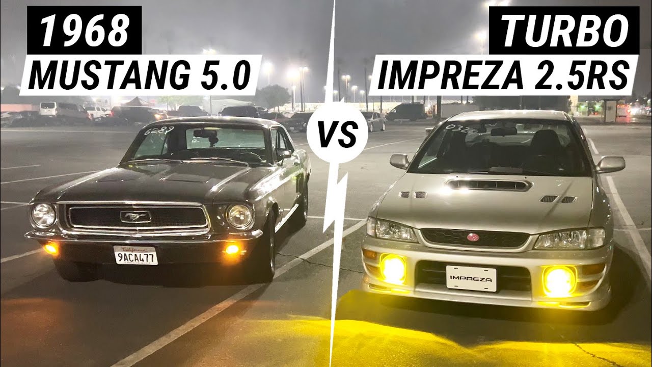 1968 Mustang 5.0 vs Subaru Impreza 2.5RS Turbo STI Drag Race