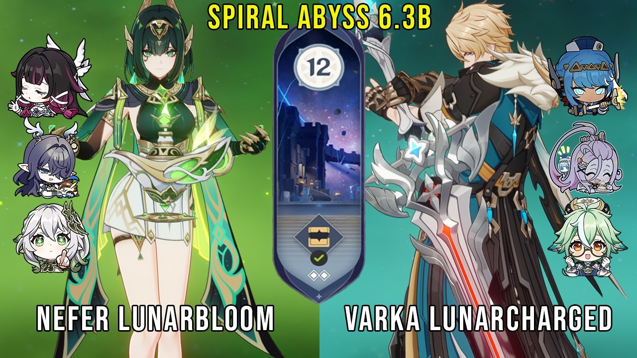 C0 Nefer Lunarbloom and C0 Varka Lunarcharged | Genshin Impact Abyss 6.3b Floor 12 9 Stars