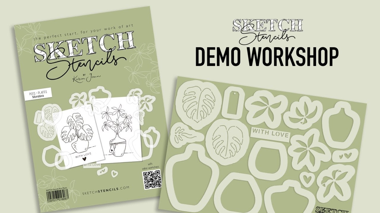 DEMO-WORKSHOP  SKETCH Stencils Pots & Plants - Monstera