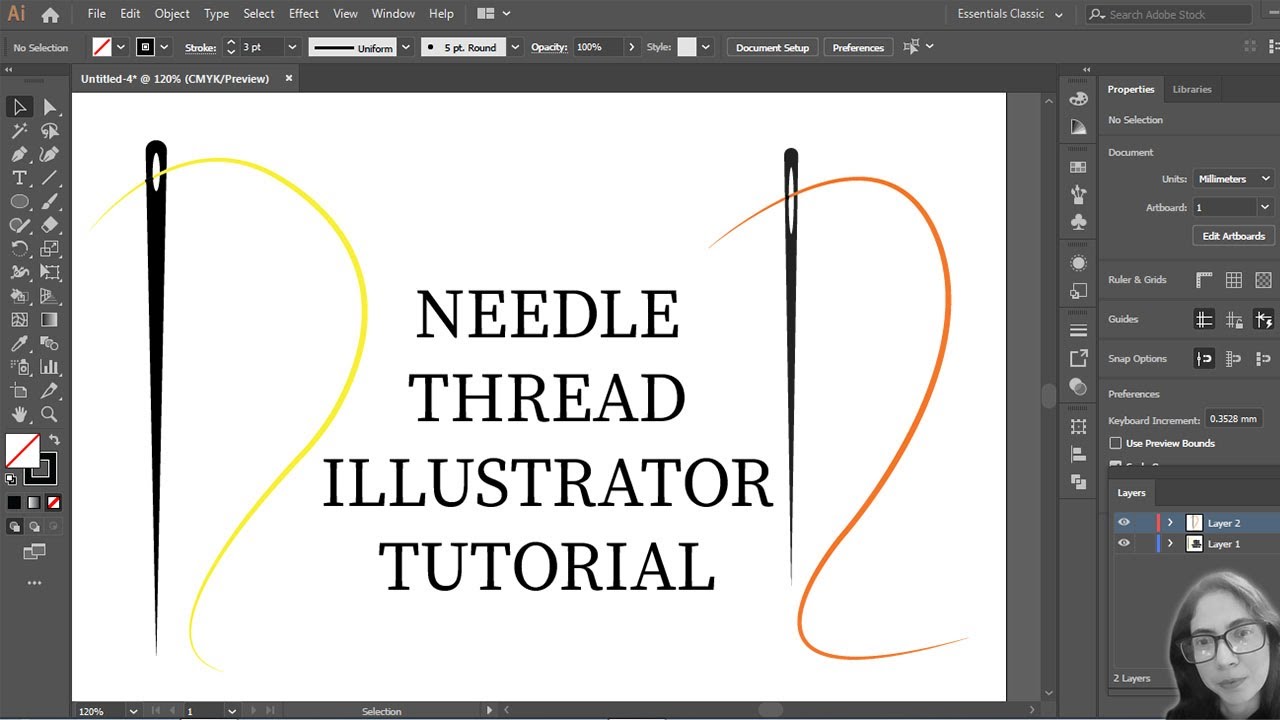 How to Draw Needle and Thread in  Illustrator
