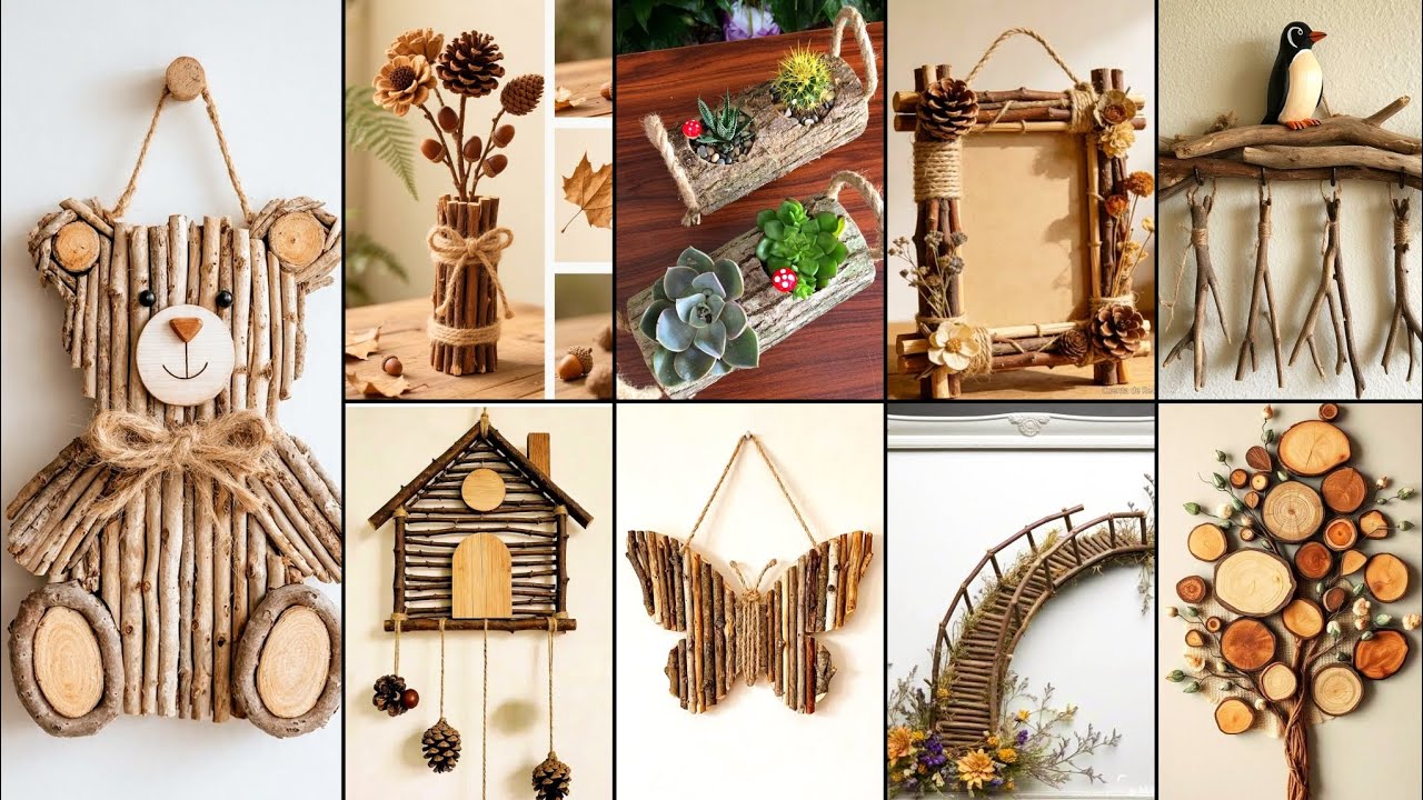 🌸 Rustic Wood Crafts Ideas | Beautiful Wooden Home Decor | Easy Handmade Crafts🌸🍁