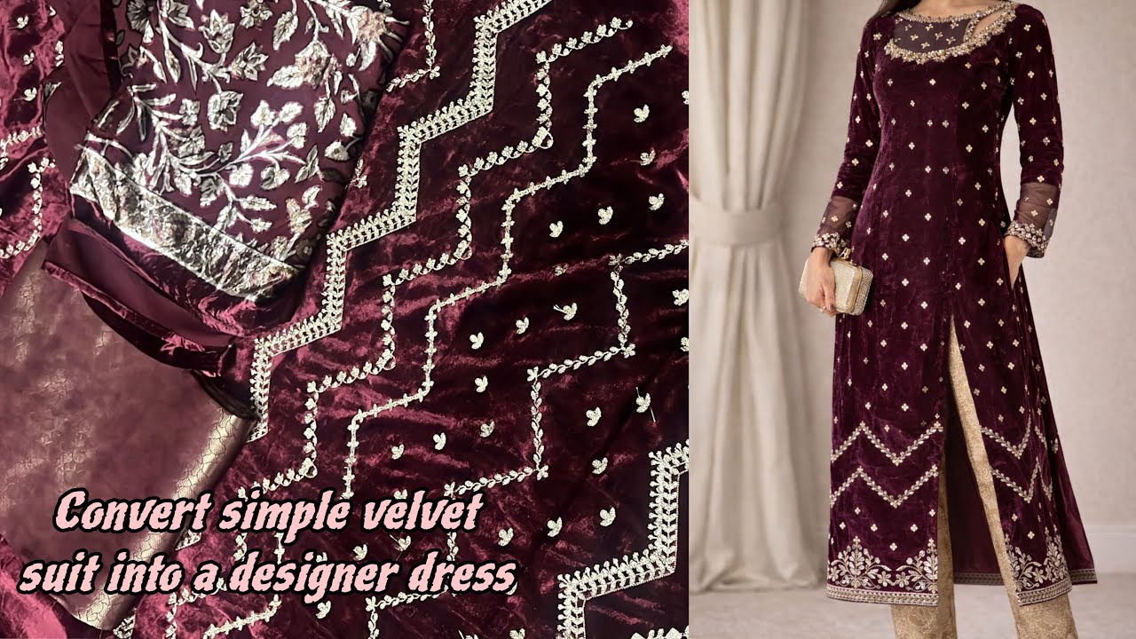 Most Viral Velvet outfit ✨️🥀 designer dress😍 Trending Outfit Design | cutwork neck design| 2026