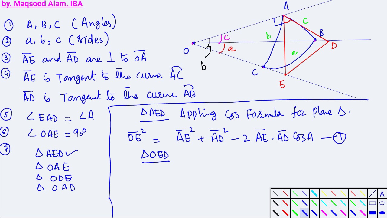 Derivation of Cosine Formula (Spherical Trigonomerty)