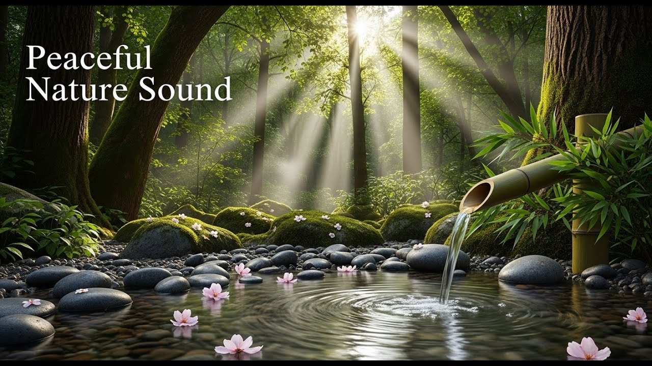 Healing Zen Candle Drift Bamboo Fountain and Water Glow for Deep Sleep Meditation Tranquility Calm