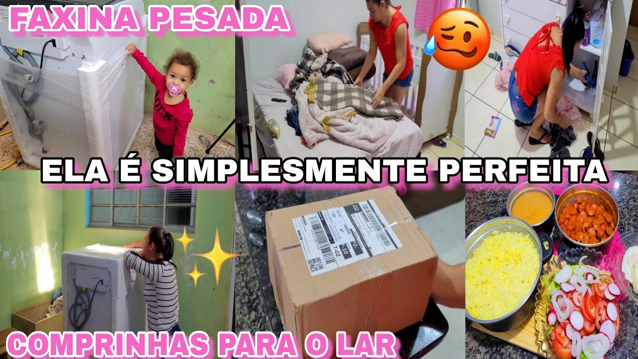 MINHA MAQUINA NOVA CHEGOU🙏ELA É ENORME😱🥹 FAXINA PESADA NA CASA TODA + COMPRINHAS DE DECORAÇÃO
