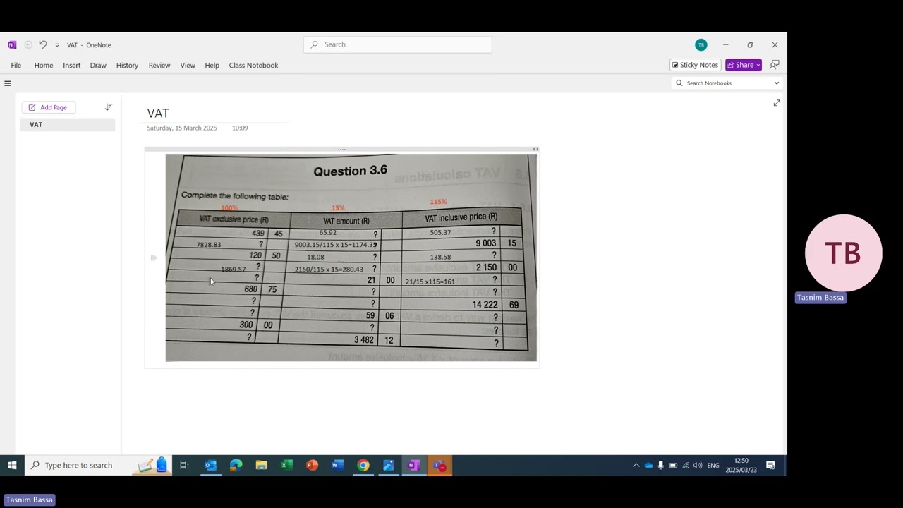 VAT calculations Q3 6
