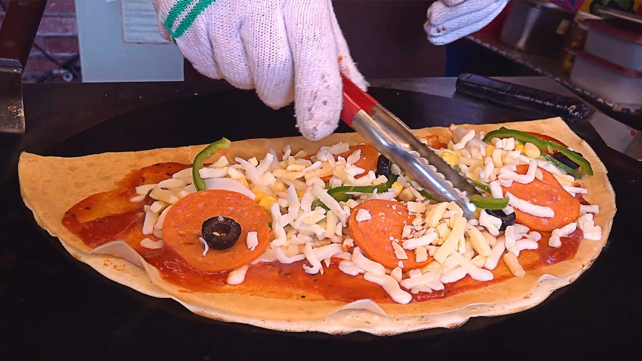 сыр пепперони пицца креп - корейская уличная еда