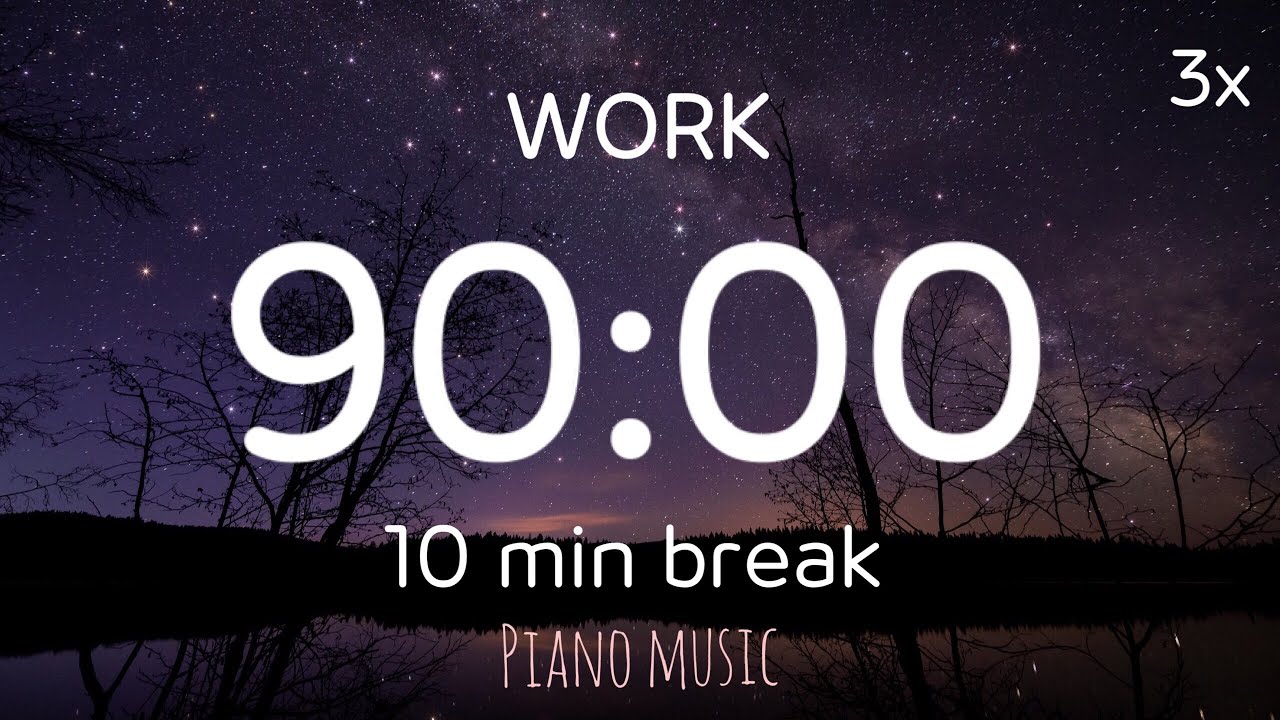POMODORO TECHNIQUE 90 Minutes with piano music x3 [ 2hours ] | Đếm ngược 90 phút tập trung với Piano