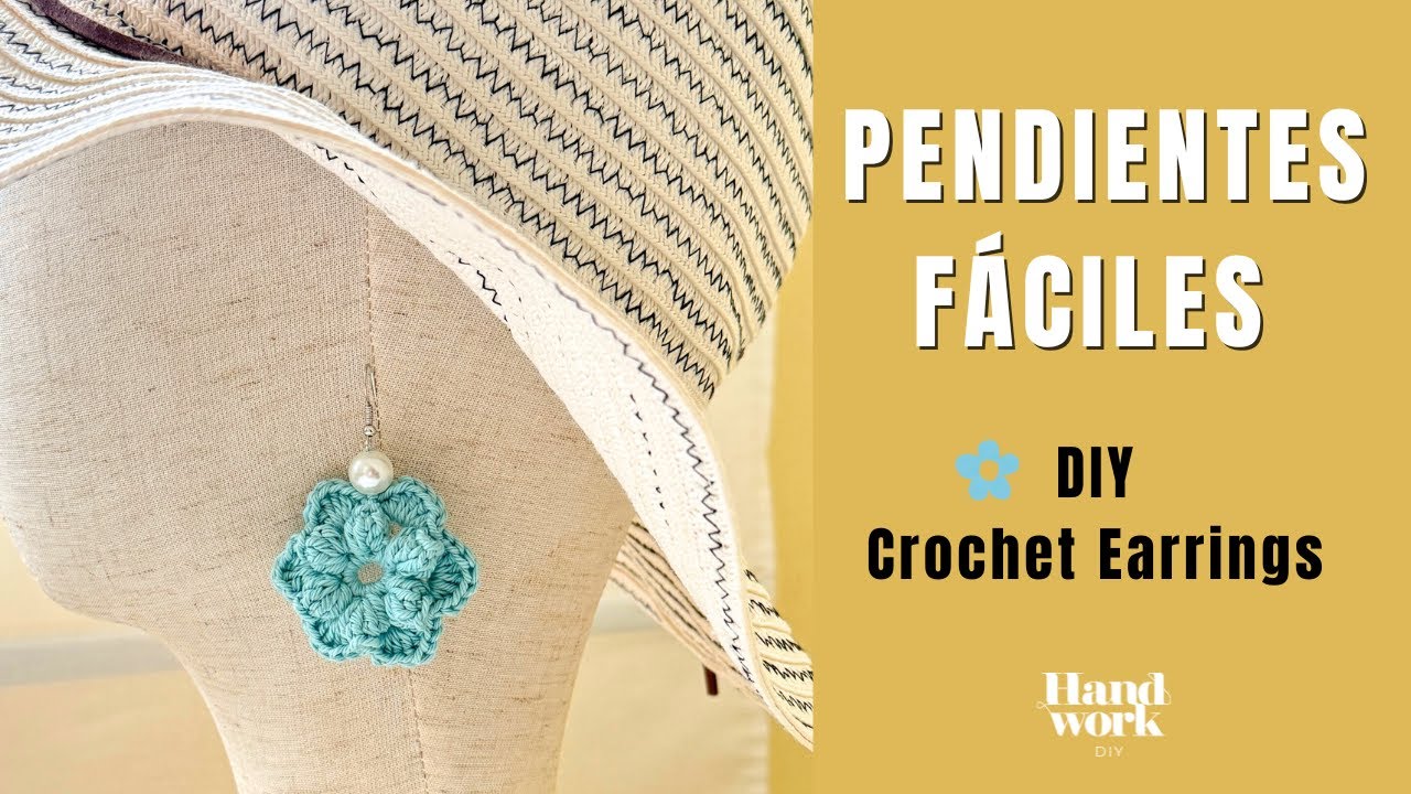 C&oacute;mo hacer unos PENDIENTES de FLORES a CROCHET 🌸 f&aacute;ciles y r&aacute;pidos | DIY Crochet Earrings