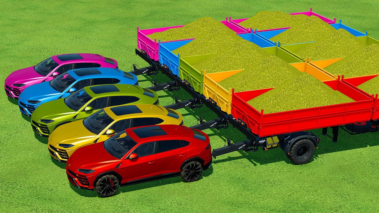 MAKE AND TRANSPORT SUNFLOWERS CHAFF WITH LAMBORGHINI URUS CARS - Farming Simulator 22