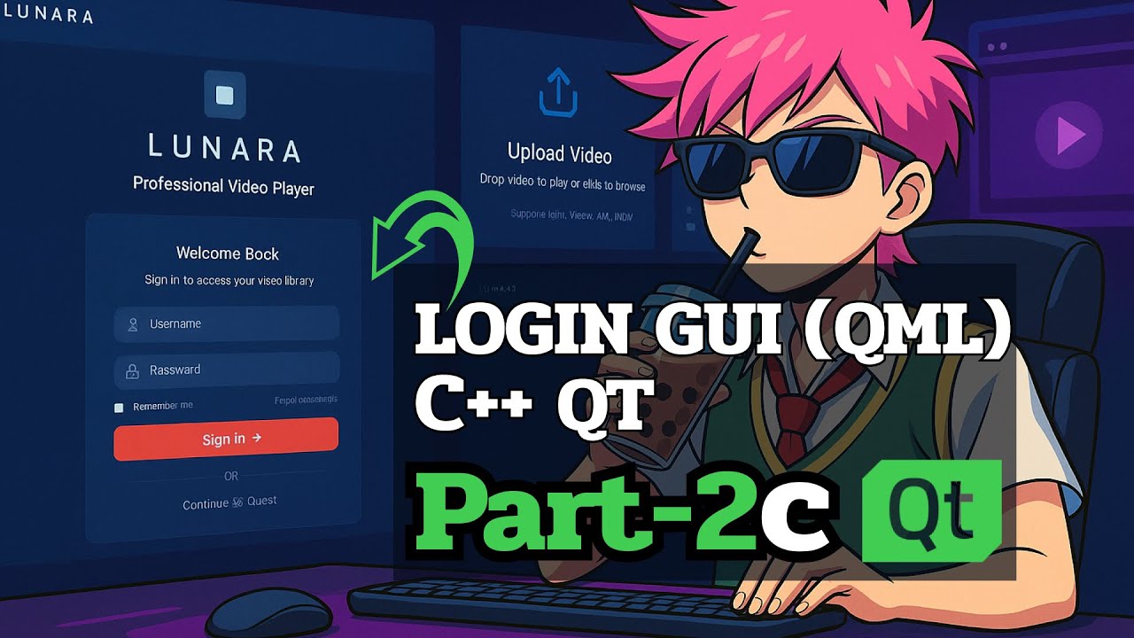 Login GUI (QML) and C++ Connection | Media Player Project Tutorial – Part 2c