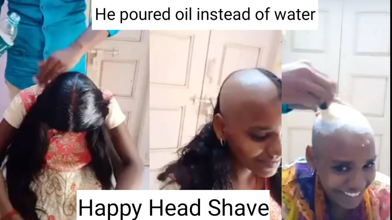 Diwali Special tamil girl private head shave in home for hair donation