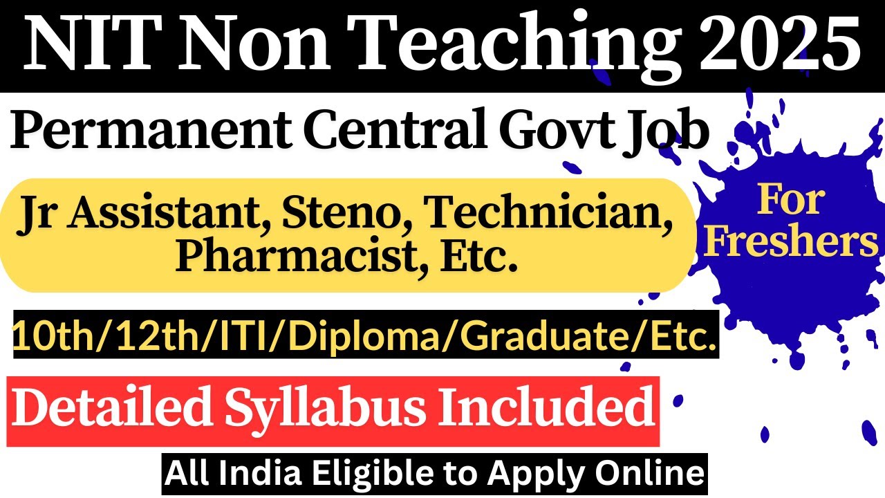 ✅ NIT Puducherry Non Teaching Recruitment 2025 | NIT Jr Assistant Vacancy 2025 | 10th/12th Pass Job