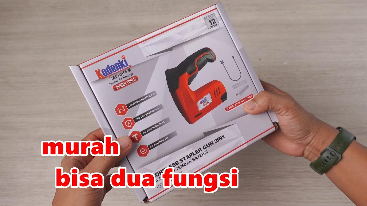 hanya 295rb, cordless stapler nailer 2 in 1 KODENKI CSG132 alat paku tembak cordless tenaga baterai