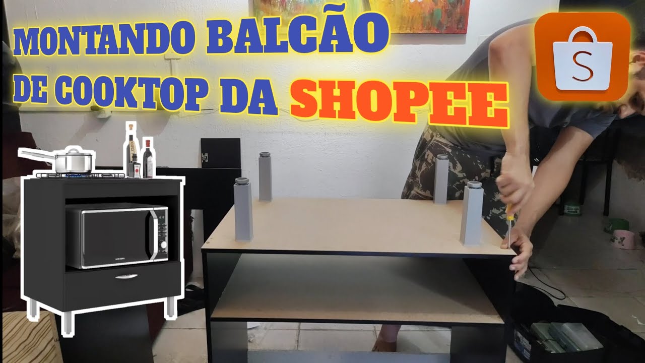 BALCÃO PARA COOKTOP DA SHOPEE - COMO MONTAR E CORTAR O TAMPO | Paulo Ancelmo