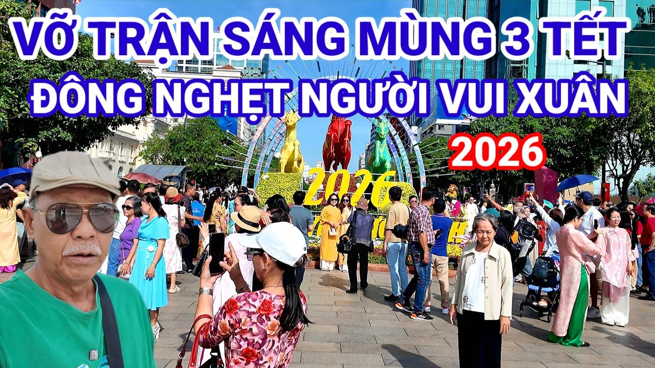 Vỡ Trận Sáng Mùng 3 Tết Đông Nghẹt Người  vui Xuân Đường Hoa Nguyễn Huệ 
