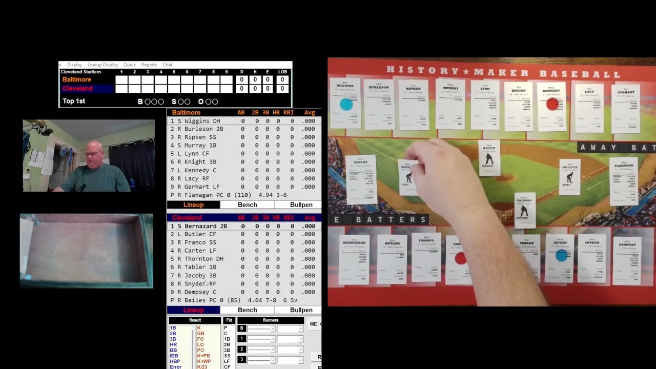 History Maker Baseball w/ 2026 Action PC for Manual Entry - 1987 - Baltimore at Cleveland - Game 4