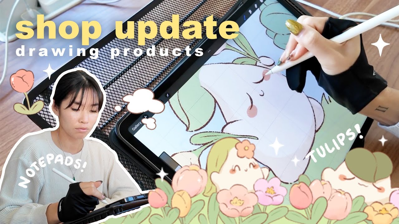 Studio Vlog 🌱 Drawing everything in my spring shop update! (kinda lol)