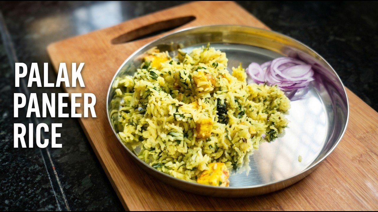 Healthy Palak Paneer Rice Recipe | పాలక్ పనీర్ రైస్ | Easy Spinach Paneer Pulao | Lunch Box Recipe