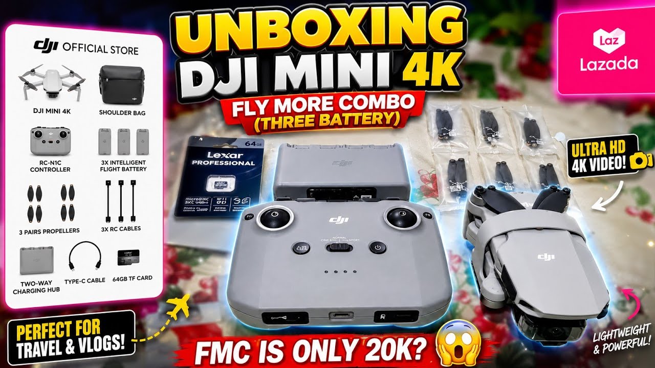 DJI Mini 4k Unboxing the Fly More Combo (FMC) Nabili ko lang Lazada😱 | #reels #unboxing | KentoyMoto