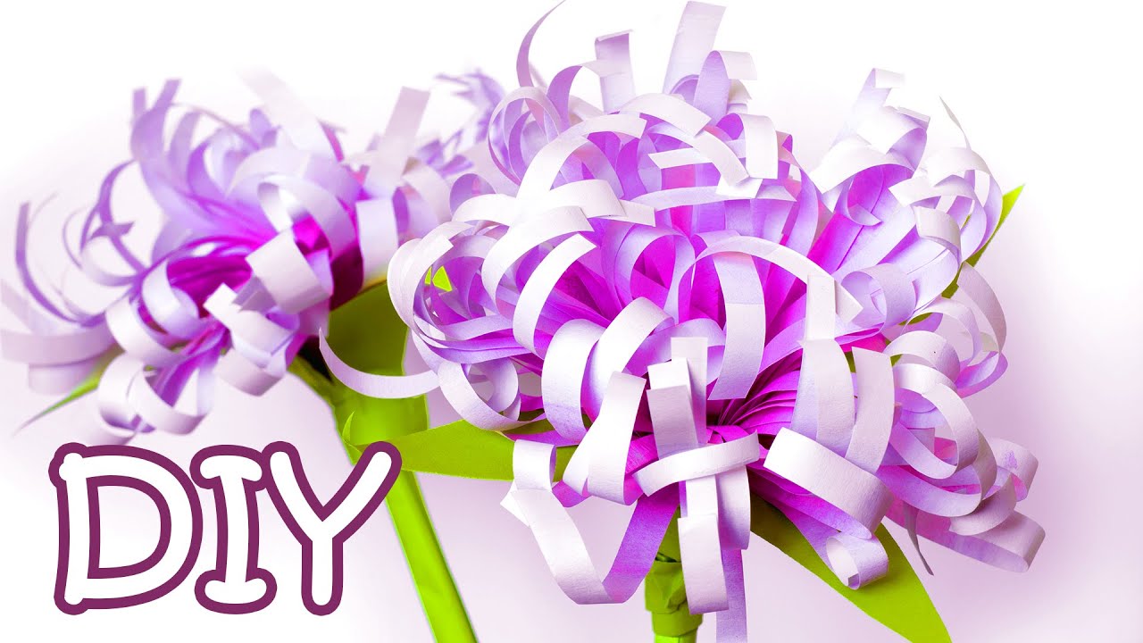 DIY Paper Flowers (Chrysanthemums) - How To Make Flowers Out Of Printer Paper