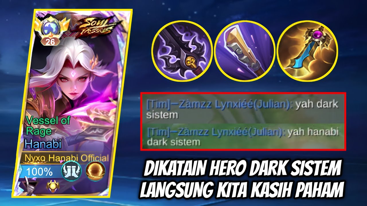 DIKATAIN HERO DARK SISTEM SAMA TIM! LANGSUNG KITA BUKTIKAN GUYS - HANABI BEST BUILD TERSAKIT - MLBB
