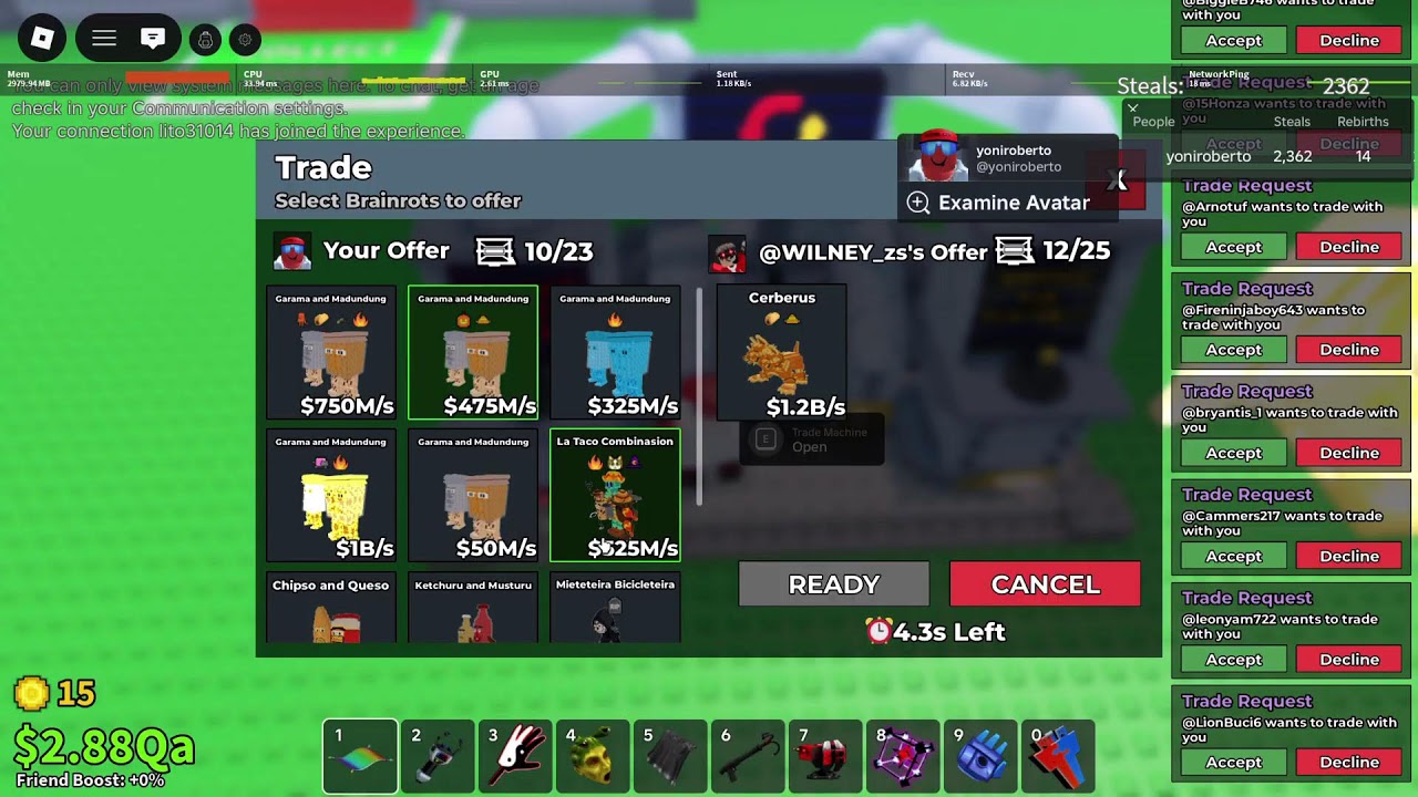 trading steal a brainrot Looking for a rare like Antonio's.