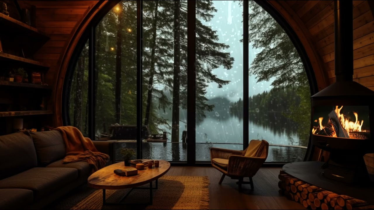Soft Thunder, Falling Rain & a Fire's Whisper 🌧️ A Cinematic Ambience for the Soul  White Noise