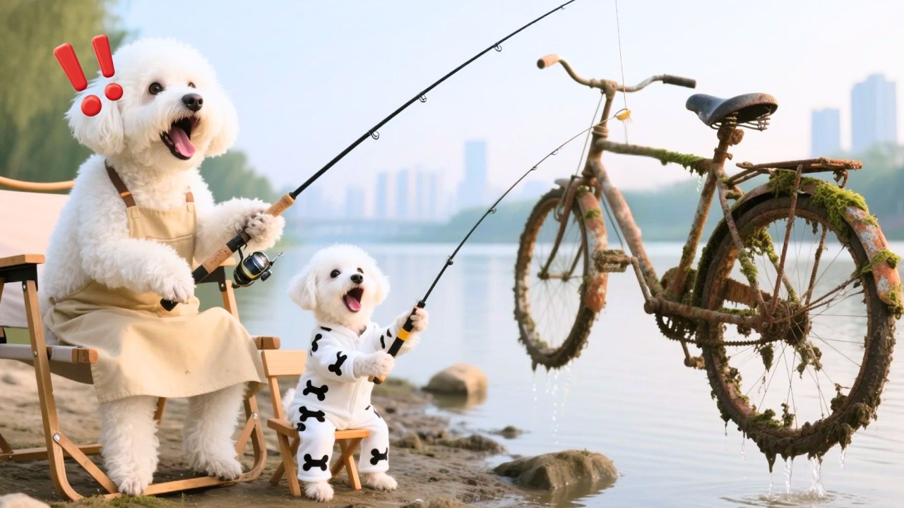 Baby Puppy & Mom Dog Were Terrible At Fishing 🎣😅, But The Well-Behaved Puppy Still Deserves Reward