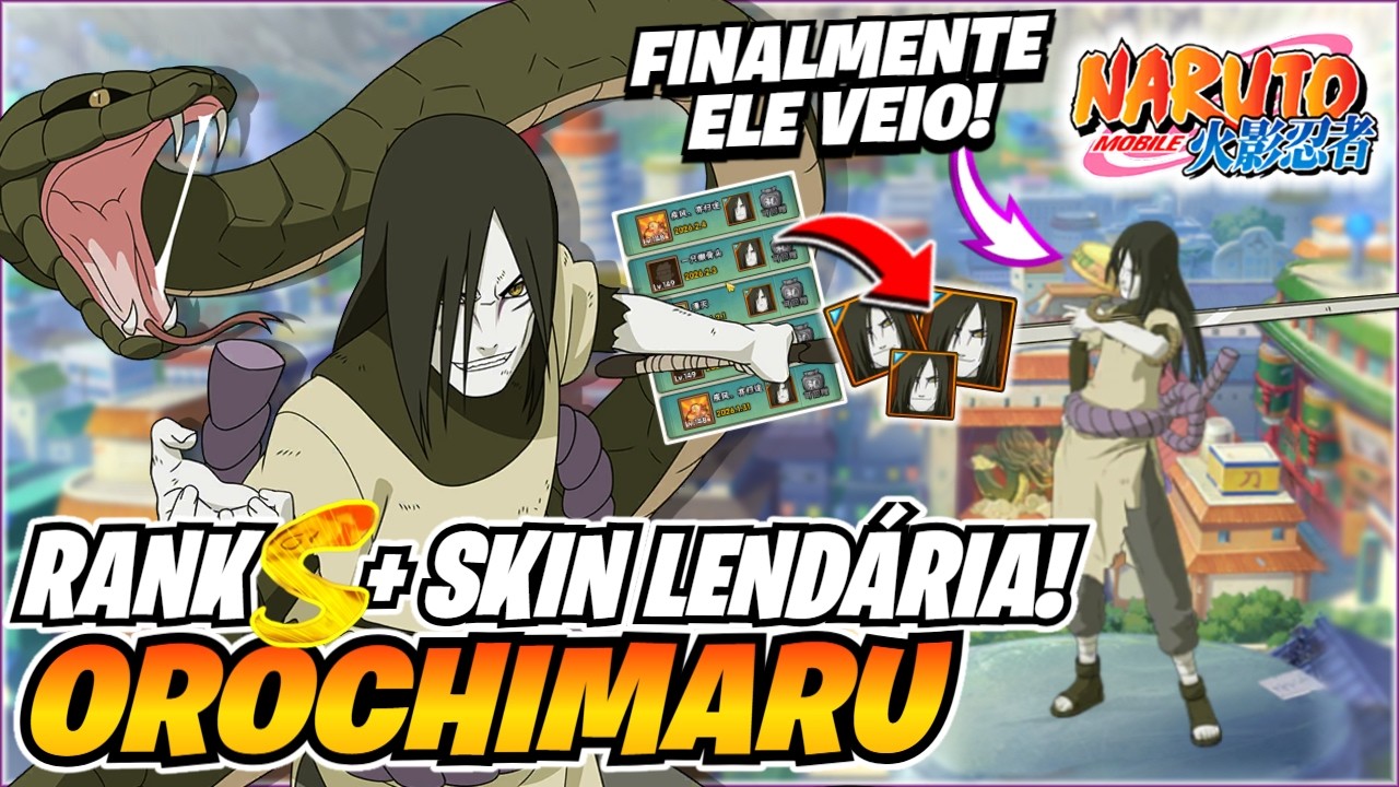 🔥🐍 FINALMENTE O OROCHIMARU | RANK S + SKIN LENDÁRIA RECRUTADO E ANALISADO - NARUTO MOBILE