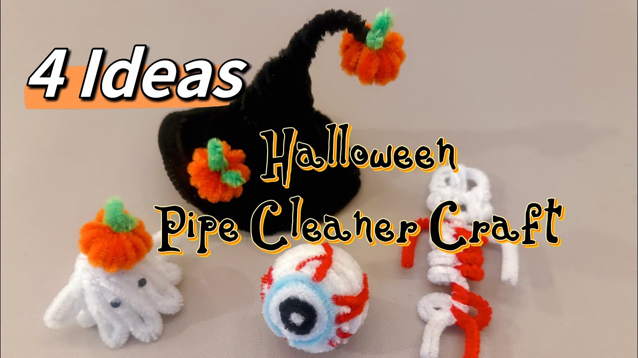 4 ideas Easy DIY Halloween Pipe Cleaner crafts#diy #diytutorial #easycraft #halloween