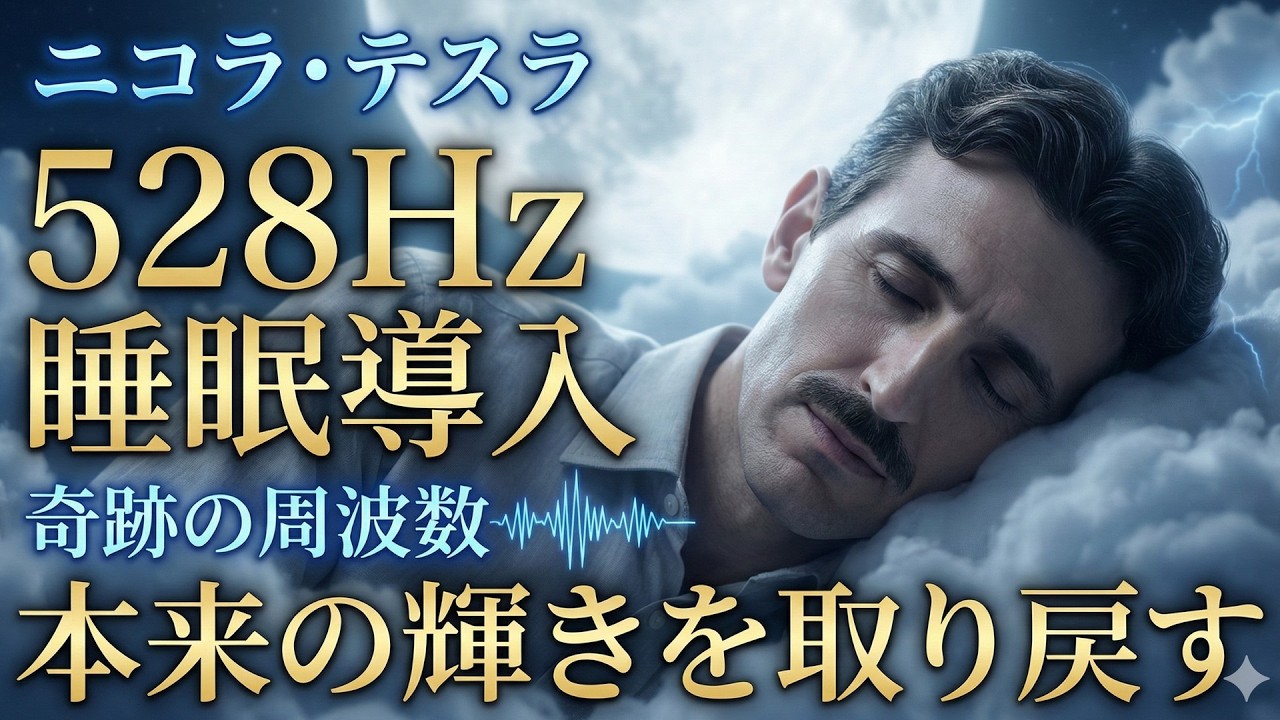 【睡眠導入】「ニコラ・テスラと528Hz」宇宙の鍵を開く「3・6・9」の夜～本来の輝きを取り戻す～528Hzがもたらす絶対的な安らぎを受け取る【成功哲学】寝ながら/ソルフェジオ周波数/癒し/瞑想
