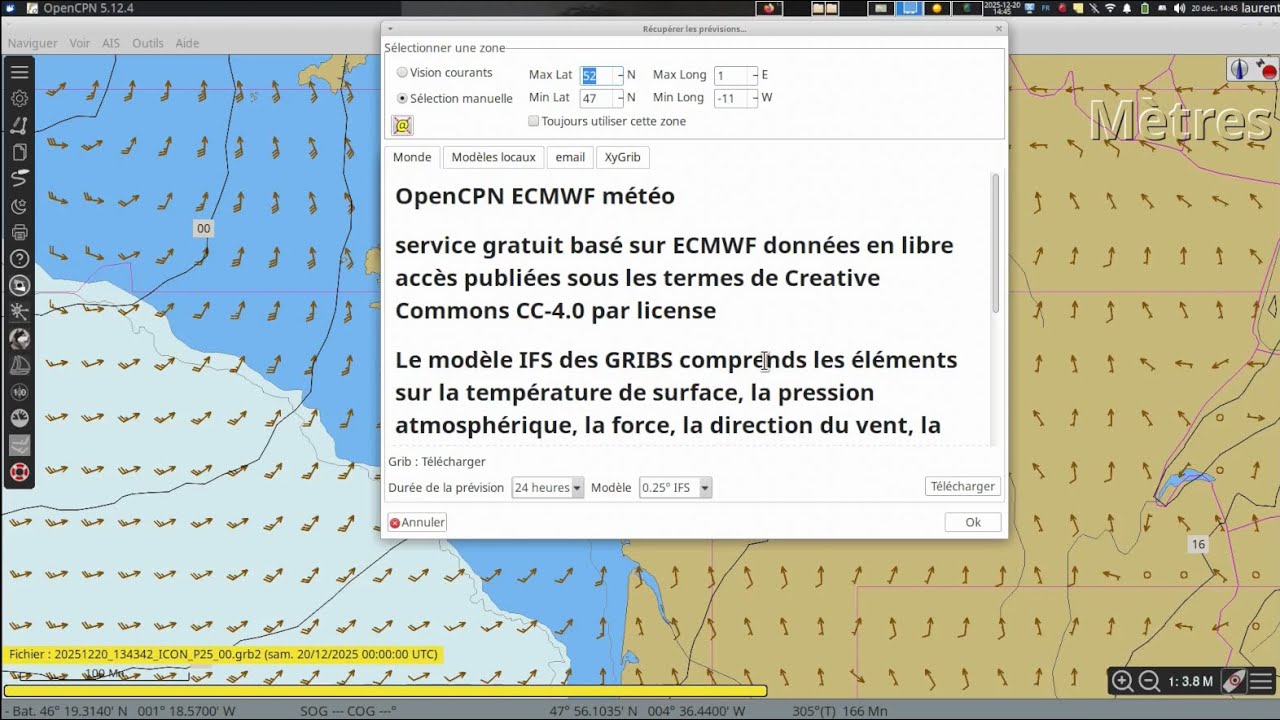 Tuto: télécharger météo avec opencpn dernière version. De nouvelles possibilités au top du top