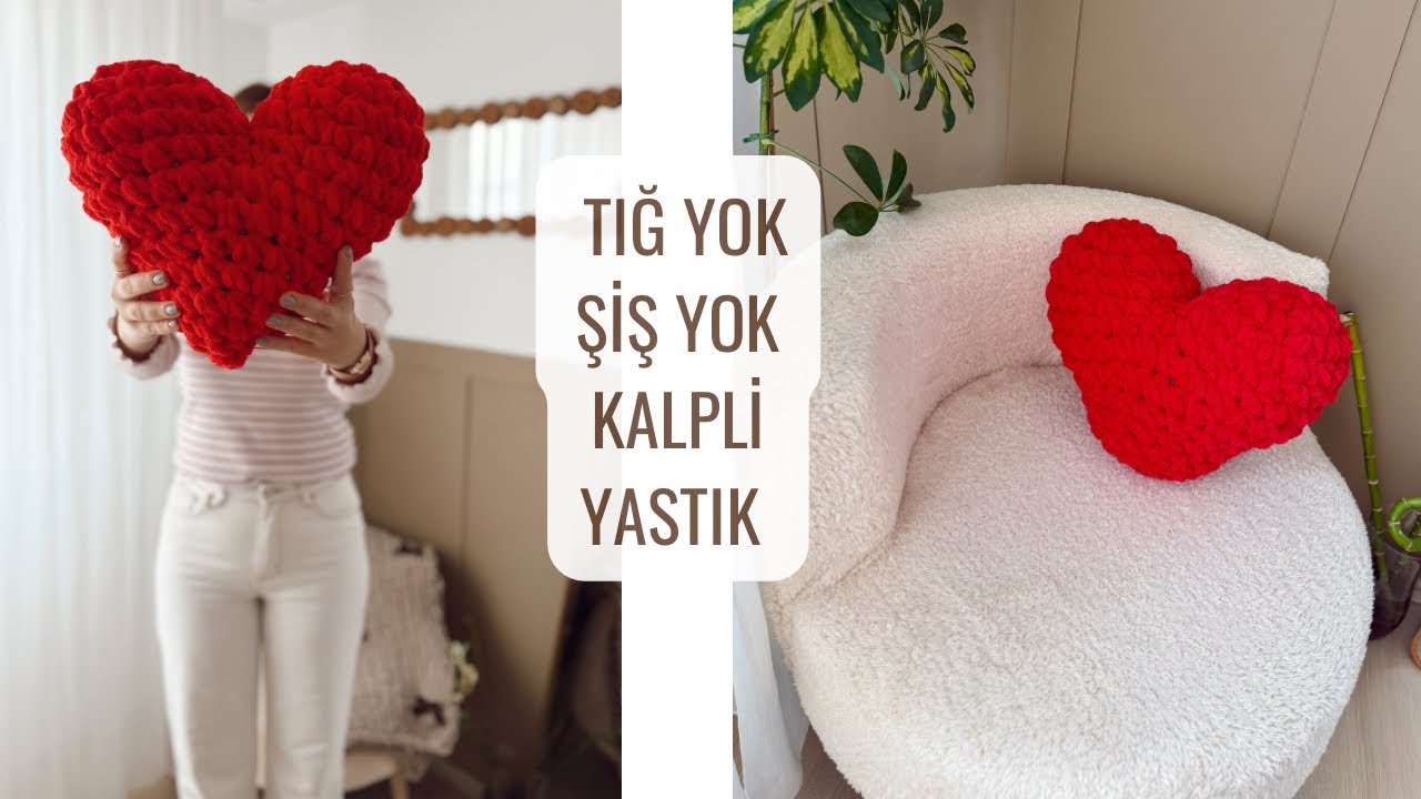 ALİZE PUFY İLE KALPLİ YASTIK YAPIMI 