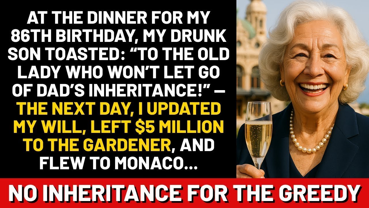 At the dinner for my 86th birthday, my drunk son toasted  To the old lady who won’t let go of