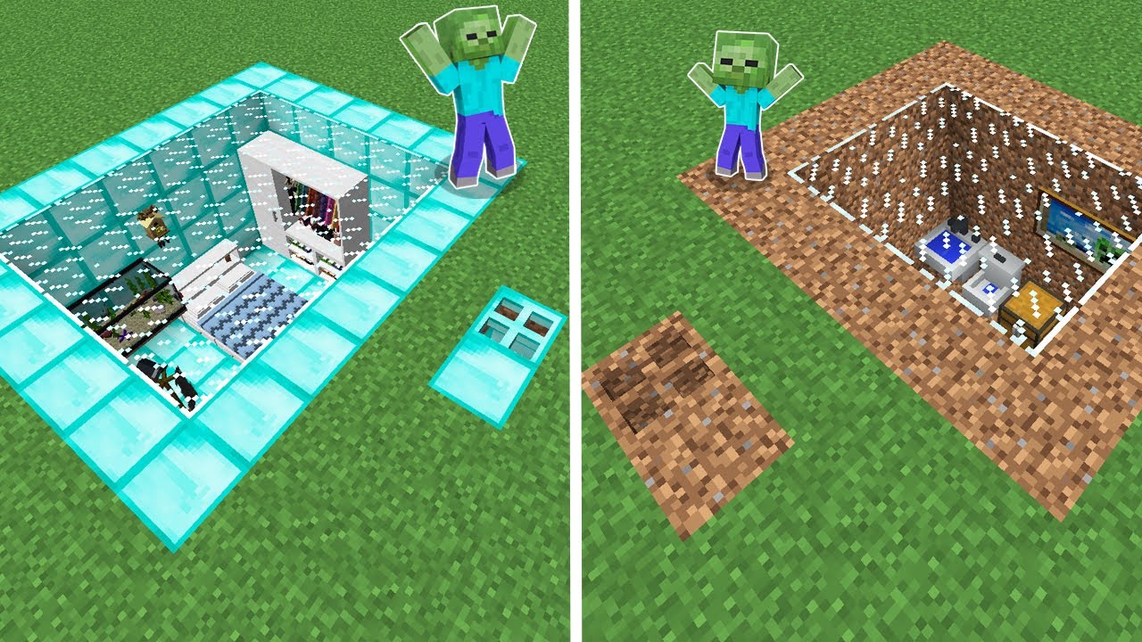 1$ GÜVENLİ YER ALTI EV VS 1000$ GÜVENLİ YER ALTI EV 😱 - Minecraft
