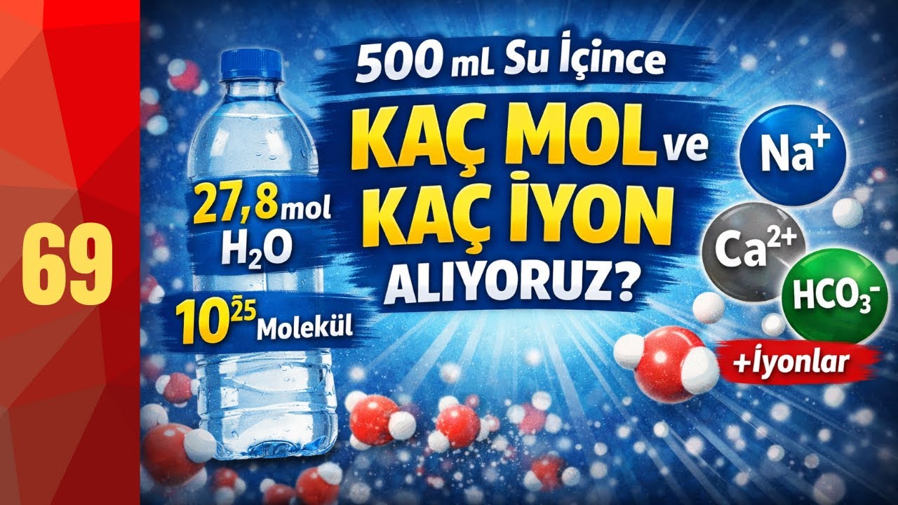 69-500 mL Su İçince Kaç Mol Su ve Kaç İyon Alıyoruz? | ppm – Molarite – Tanecik Sayısı | GENEL KİMYA