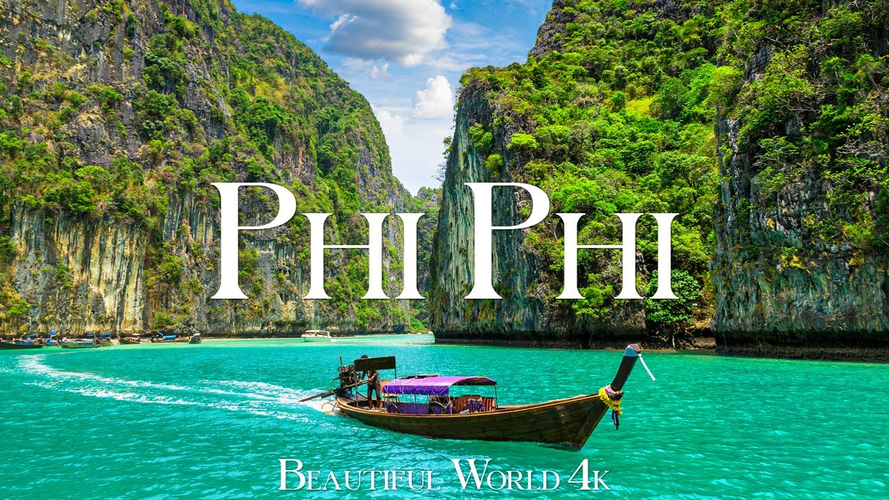 Phi Phi Island 4K Amazing Aerial Film - успокаивающая фортепианная музыка - природный пейзаж