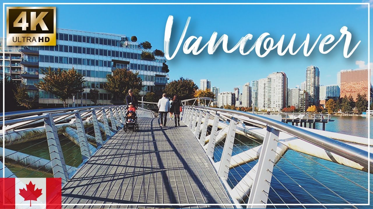 【4K】Fall Walking tour 1- The Southeast False Creek Seawall / Autumn 2020/ Vancouver BC, CANADA【4K】