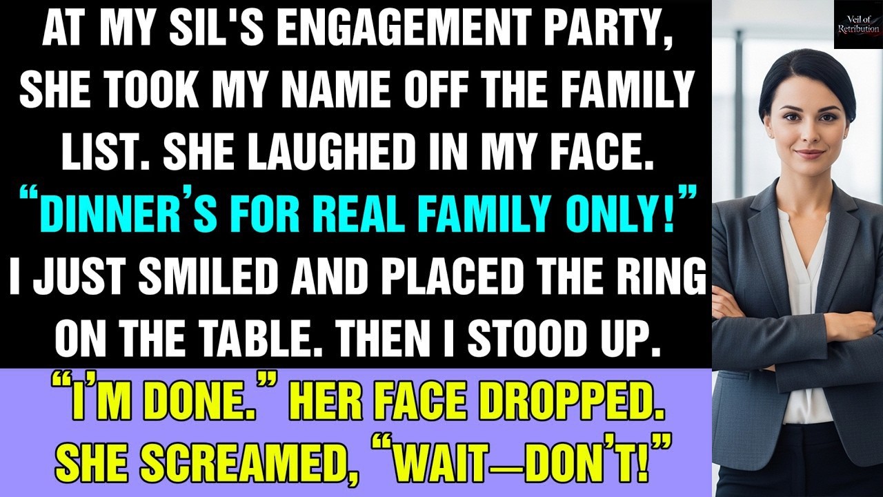 At My SIL's Engagement Party, She Smirked, “Dinner’s for Real Family.” So I Smiled, 