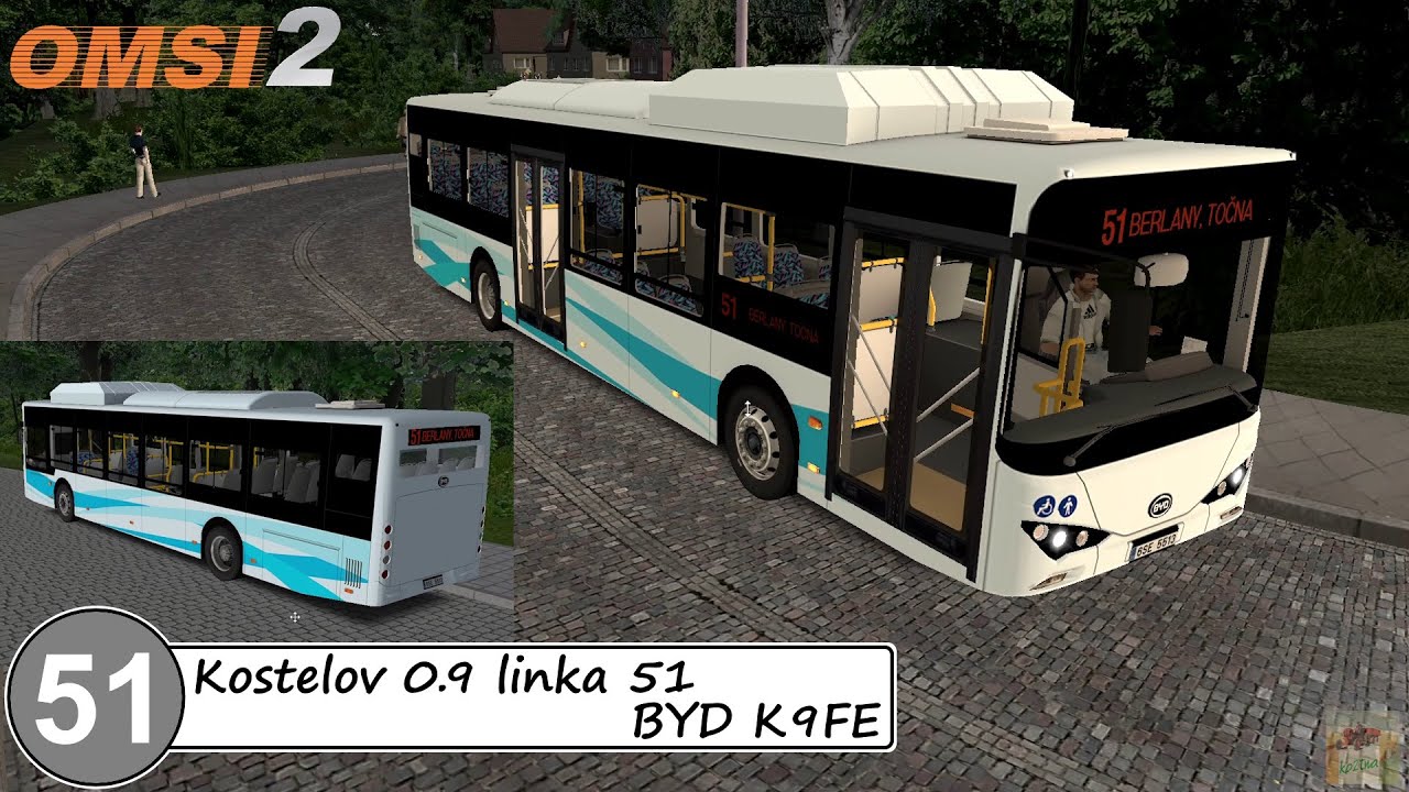 OMSI 2 #51 - Kostelov v0.9 zmatená linka 51 - BYD K9FE