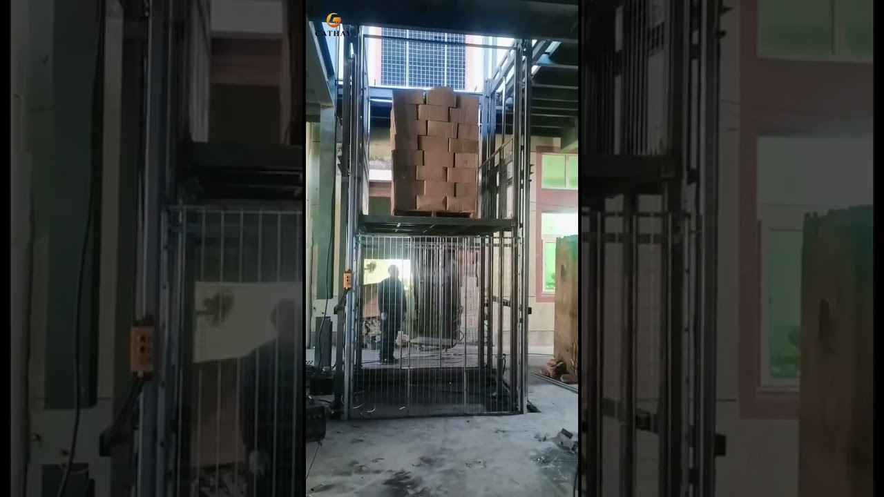 Dual guide heavy duty cargo elevator- Shandong Cathay Machinery Co , ltd #cathaylift #cargolift