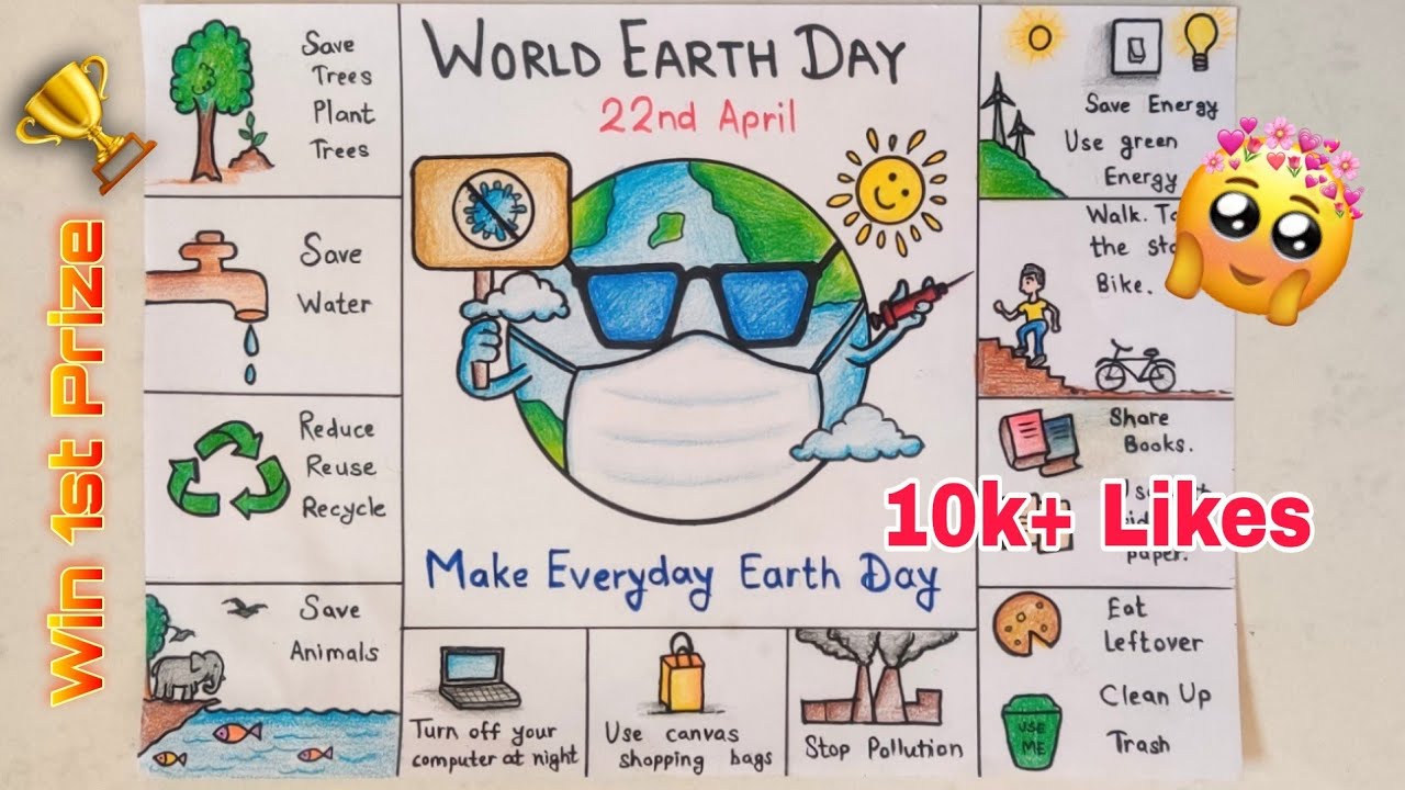 World Earth Day drawing/Earth Day Poster/Save environment save Earth drawing/poster for competition