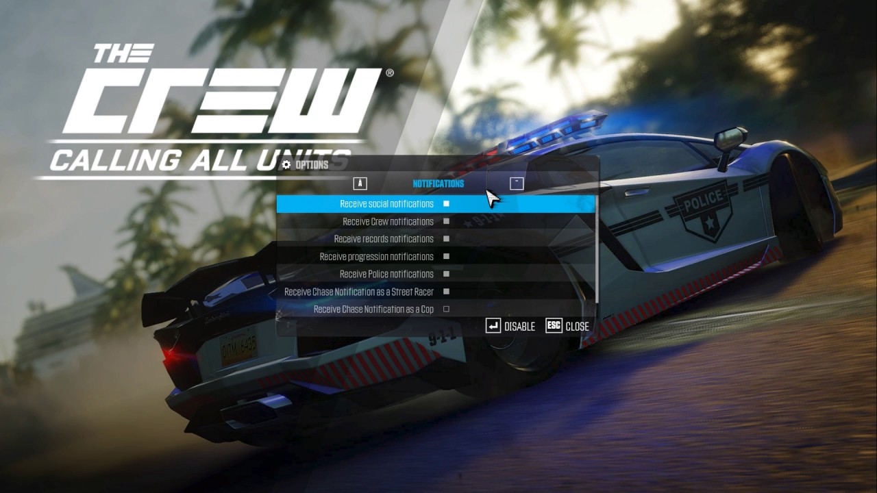 How To Enable Chase Notifications as a Cop Car In The Crew