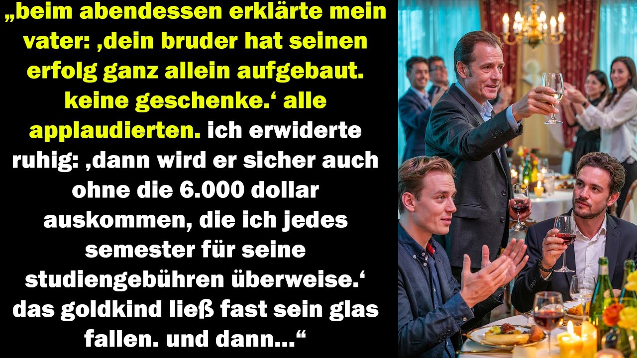 „beim abendessen prahlte mein vater mit meinem bruder – bis ich die 6.000 dollar erwähnte…“
